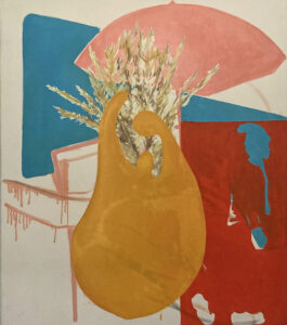 Woman behind wheat